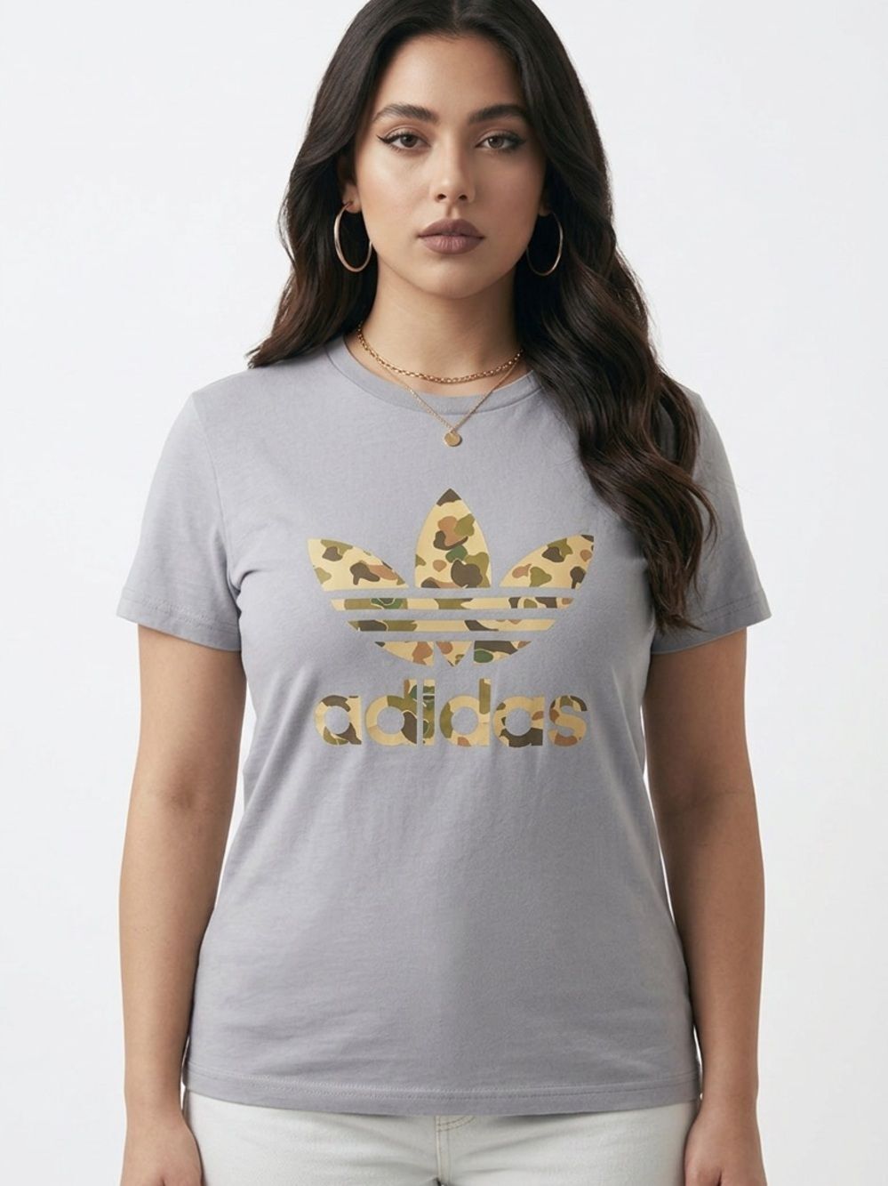 ADIDAS | Camo Logo Gray Short Sleeve Tee X-Large